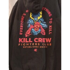 Kill Crew Black Hoodie Sweatshirt Mens L Front Pocket Graphic Print